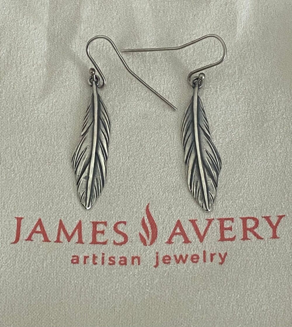 James Avery Retired Feather Dangle Earrings